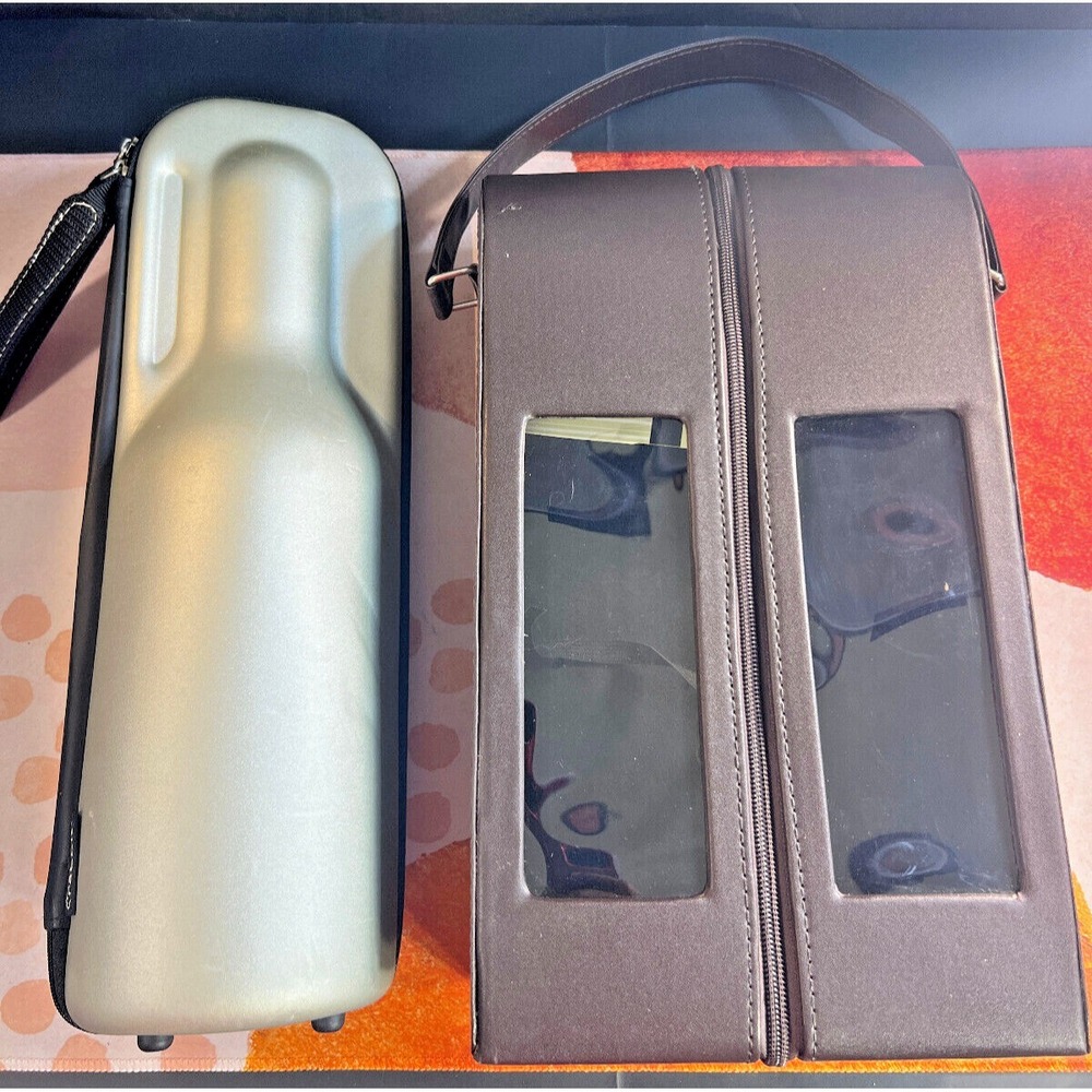 Rabbit Wine Trek Holder Silver Chill & 2 Bottle Wine Carrier Set Drink Picnic